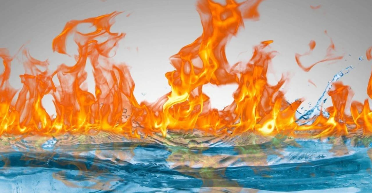 water on fire